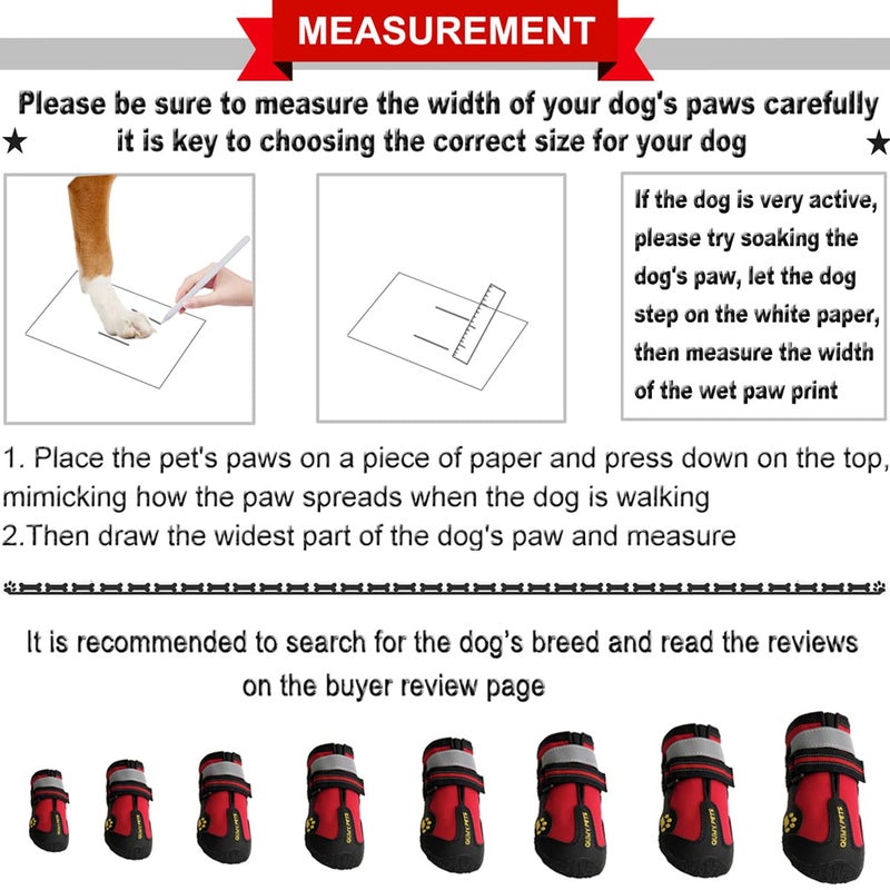 QUMY Dog Shoes for Large Dogs, Medium Dog Boots & Paw Protectors for Winter Snowy Day, Summer Hot Pavement, Water-Resistant in Rainy Weather, Outdoor Walking, Indoor Hardfloors Skid-Resistant Sole - Image 2